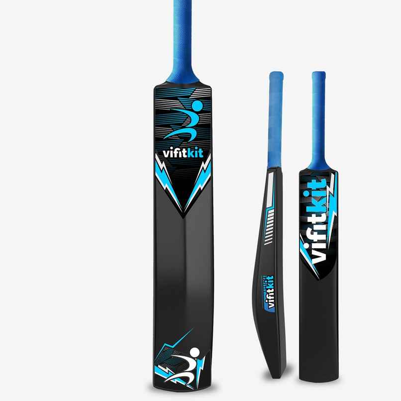 VFK by Xtrim Plastic Cricket Bat - Full Size (34 x 4.5 Inch), with Anti Slip Rubber Grip, Artic Blue