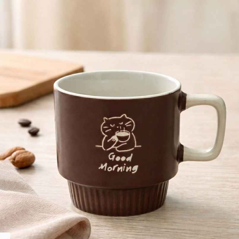 Femora Good Morning Printed Ceramic Coffee Mug | 330 ml