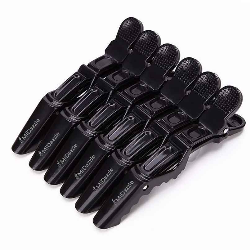 Midazzle Professional Hair Sectioning Crocodile Clips, Black | Pack of 6 | MIHA6302