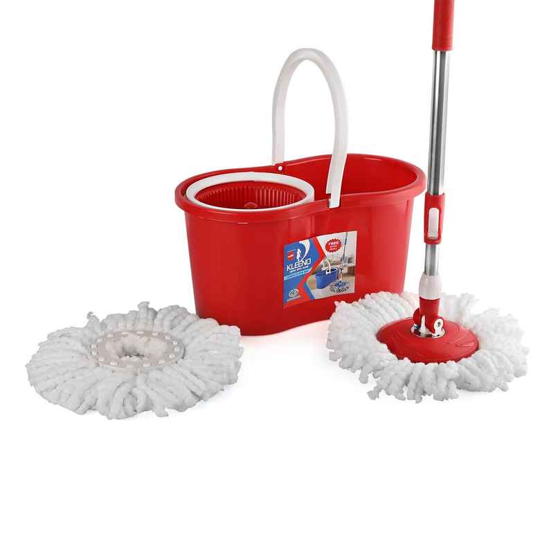Cello Kleeno Compacto Spin Mop with 2 Refill, Red
