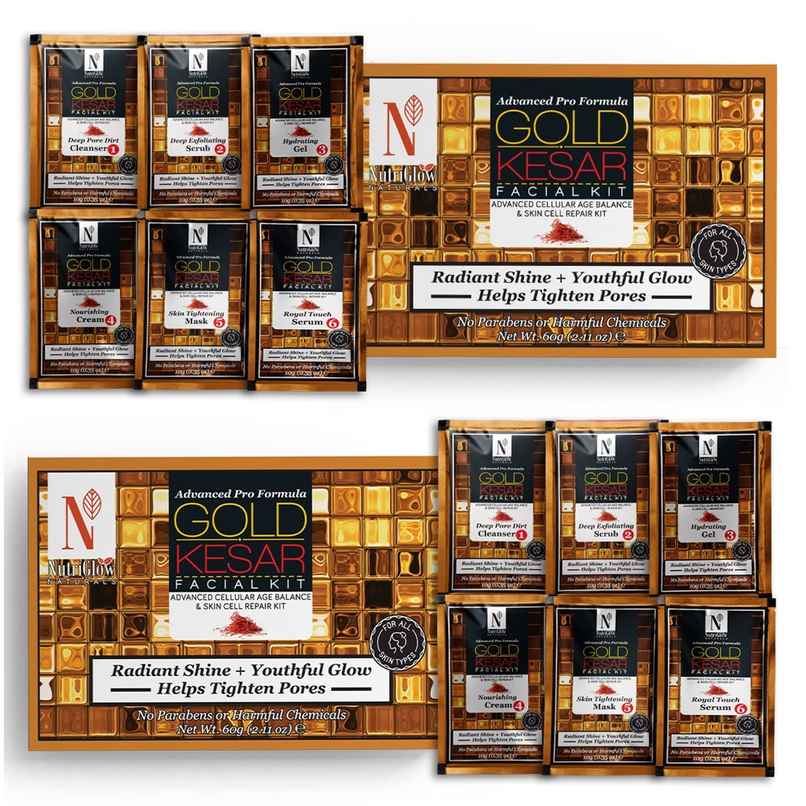 NutriGlow Natural's Advanced Pro Formula Gold Kesar Facial Kit NutriGlow Natural's Advanced Pro Formula Gold Kesar Facial Kit