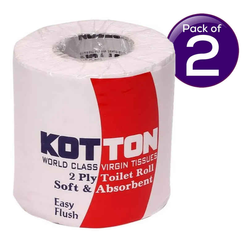Kotton Toilet Roll - 2 Ply -100% Virgin Pulp/Paper, single pack 400 sheets Combo Kotton Toilet Roll - 2 Ply -100% Virgin Pulp/Paper, single pack 400 sheets Combo