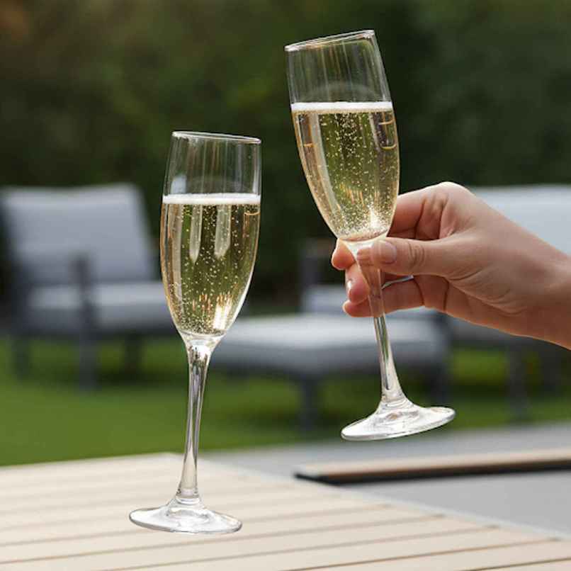 Infinity Champagne Flute Glass Set | Set of 2 | Durable & Elegant | 190 ml | Sanjeev Kapoor