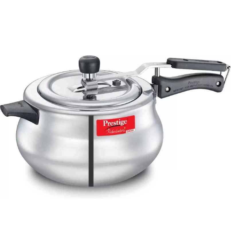 Prestige Nakshatra Plus Svachh Aluminium Pressure Cooker Handi 5Ltr,Ind Base,Spillage Control,Silver Prestige Nakshatra Plus Svachh Aluminium Pressure Cooker Handi 5Ltr,Ind Base,Spillage Control,Silver