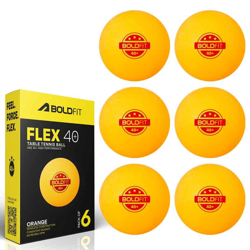 Boldfit Table Tennis Balls For Match Training 3 Star Abs Plastic Orange 6Pcs