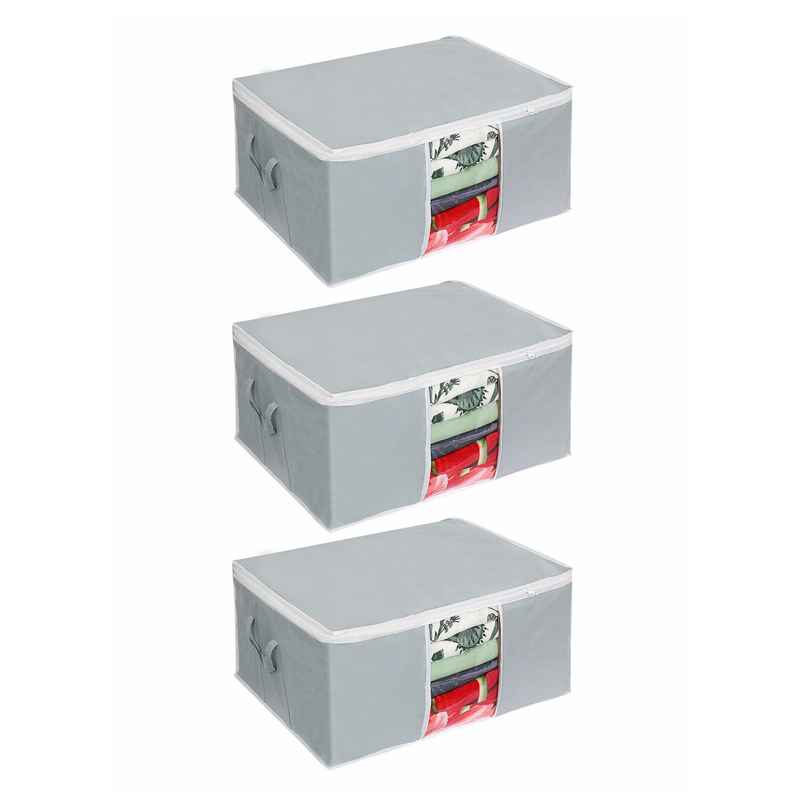 Prettykrafts Underbed Storage Bag, Storage Organizer With Side Handles (Set Of 3 Pcs) - Grey Prettykrafts Underbed Storage Bag, Storage Organizer With Side Handles (Set Of 3 Pcs) - Grey