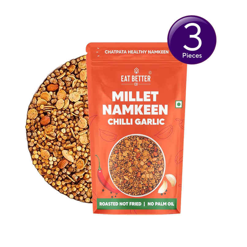 Millet Namkeen - Chilli Garlic, Healthy Snacks By Eat Better Co Combo 