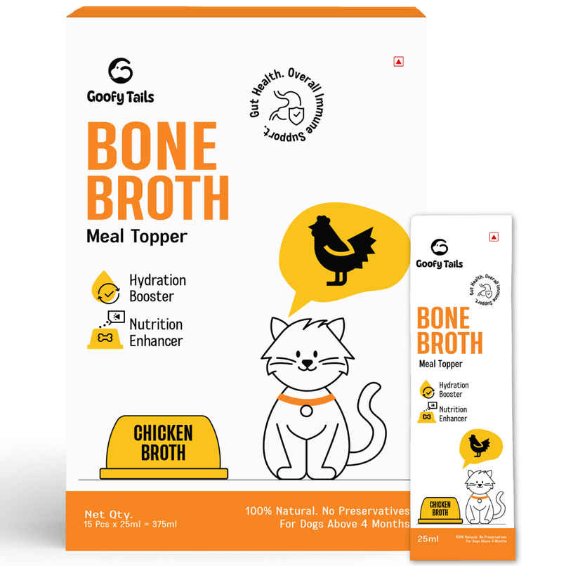 Goofy Tails Chicken Bone Broth for Cats and Kittens Preservative Free Gut Friendly Food Topper