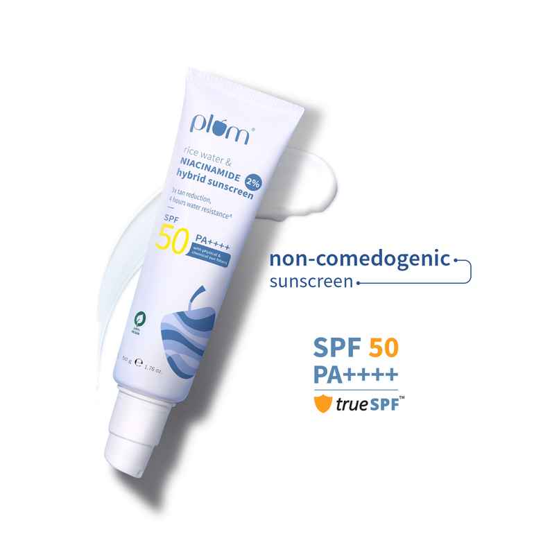 Plum 2% Niacinamide & Rice Water Hybrid Face Sunscreen With SPF 50