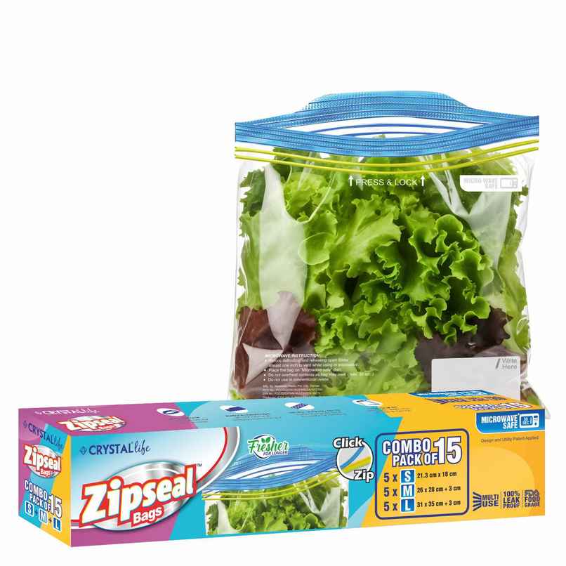 Crystal Zipseal Zipper Bags Combo - S,M, & L Crystal Zipseal Zipper Bags Combo - S,M, & L