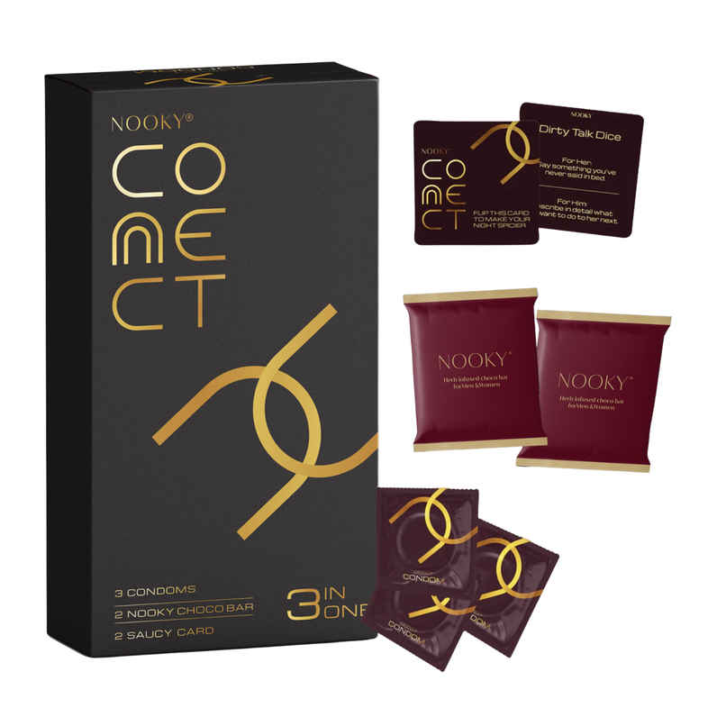 Nooky Connect 3 in 1 Condom Intimacy Kit Condoms Chocolates Scratch Cards Couple Gift