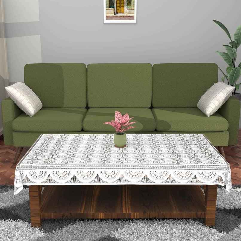 Kuber Industries Center Table Cover | Cotton for Living Room | Table Cloth for 4 Seater | White