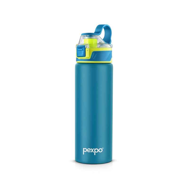 Pexpo Arctic Stainless Steel Sports | Fridge Water Bottle with Flip Top Cap | Turquoise Blue