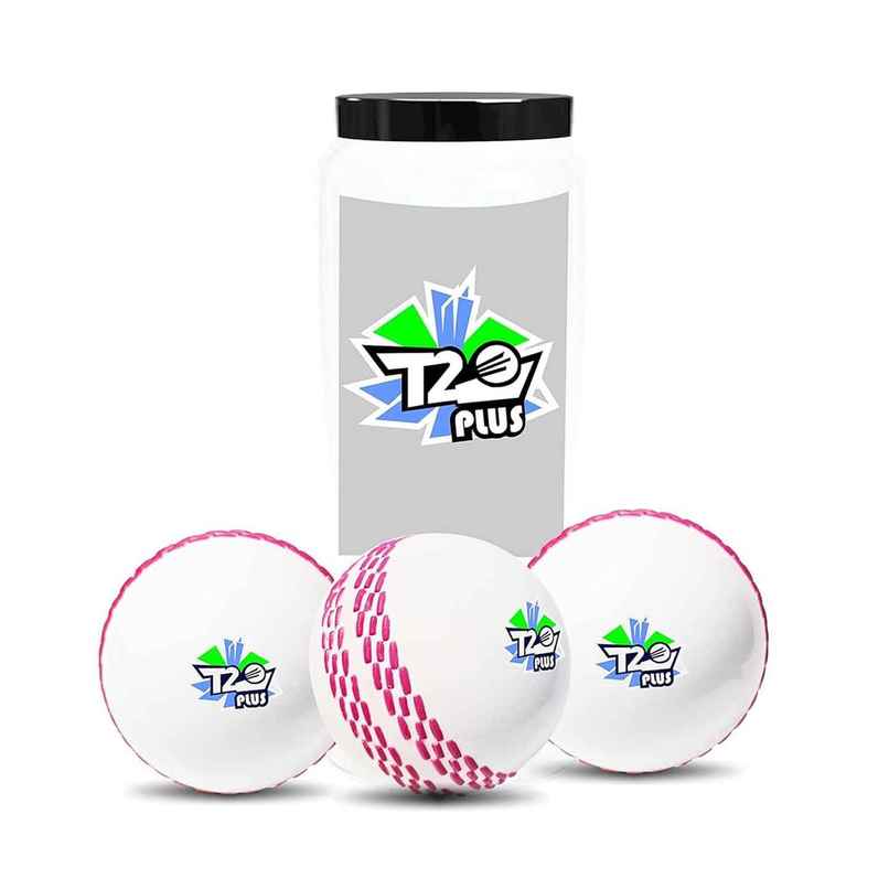 Jaspo Synthetic T-20 Plus Practice Cricket Ball/Wind Ball | Pack Of 3 | White