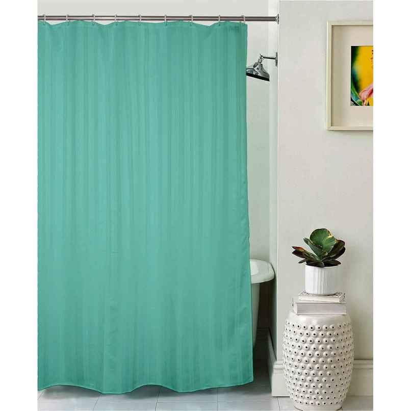 Lushomes Shower Curtain - Striped Green Thin Stripe | 12 Eyelets | Hooks | 6 x 6.5 ft