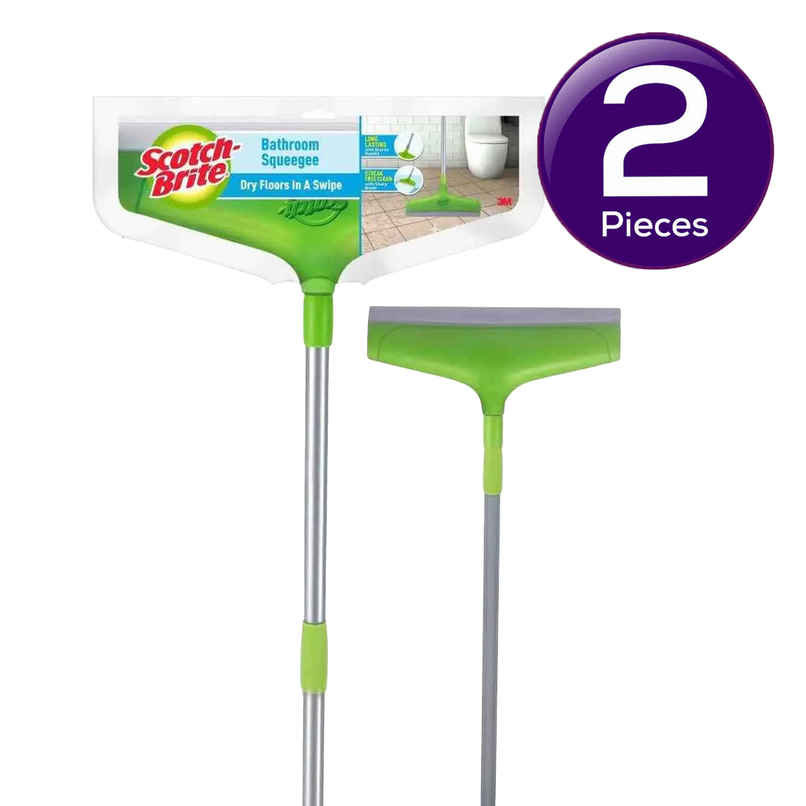 Scotch-Brite Bathroom Squeegee Wiper With Telescopic Handle | 30 CM | Green Combo