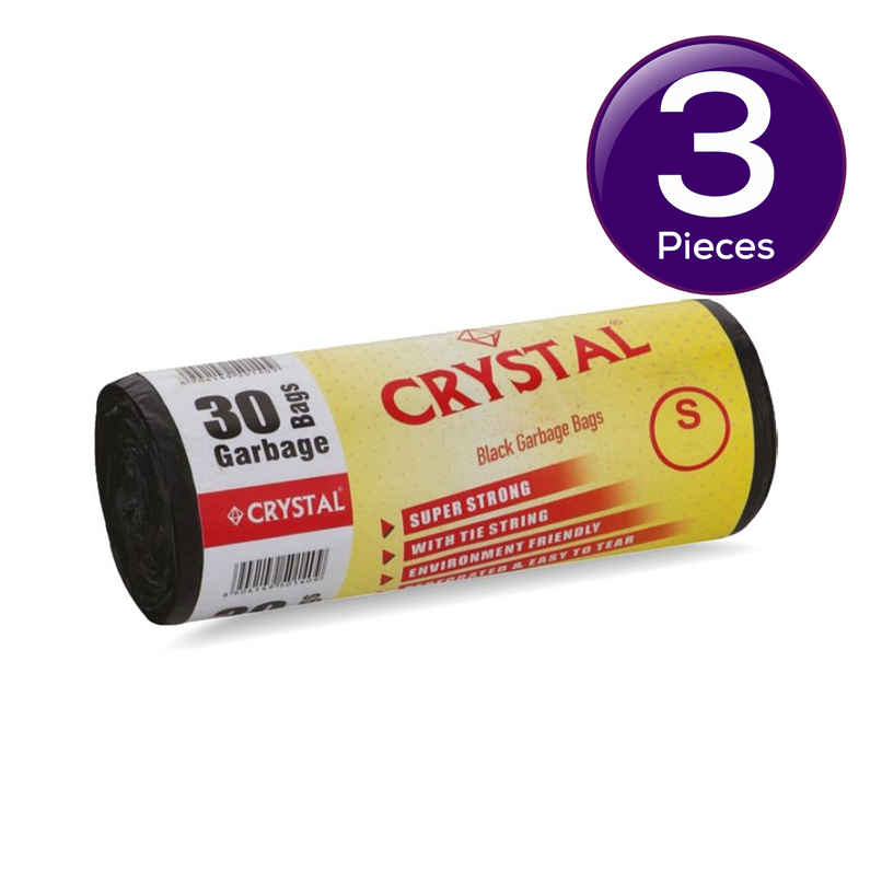 Crystal Small Black Garbage Bag Roll 17X19 Combo of 3