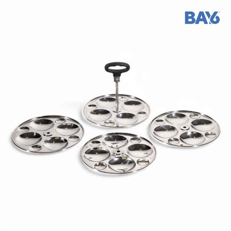 BAY6 Stainless Steel Idli Plate Round - 16 Big & 16 Small Idlis