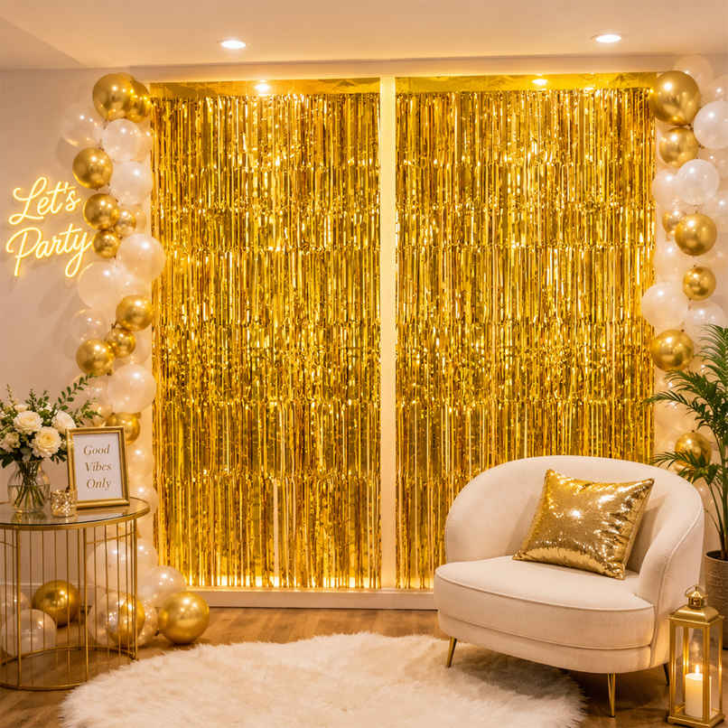 Golden Foil Curtain | Pack of 2 | Party Propz Golden Foil Curtain | Pack of 2 | Party Propz