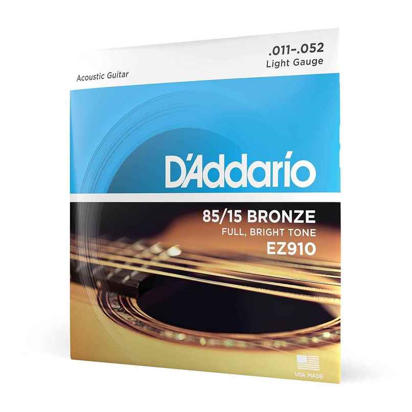 D'Addario Ez910 Bronze Acoustic Guitar Strings | 85/15 Full Bright Tone Stainless Steel Material