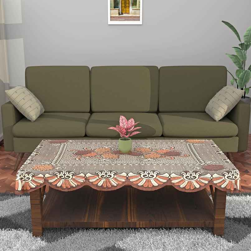 Kuber Industries Cotton 4 Seater Center Table Cover for Living Room | Brown Kuber Industries Cotton 4 Seater Center Table Cover for Living Room | Brown