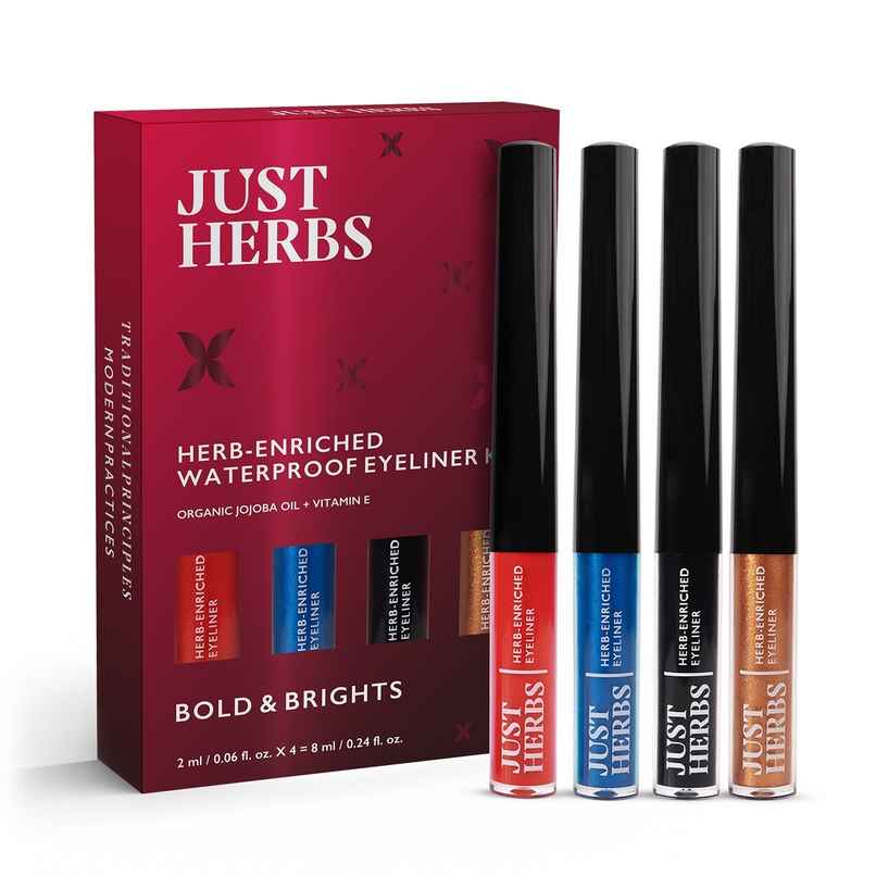 Just Herbs Bold & Brights Eyeliner Set - Multicolored Shades | Waterproof & Smudge proof