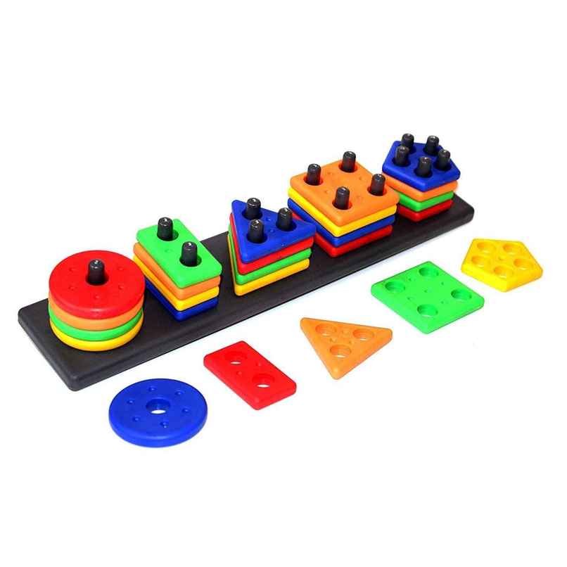 Fablue Geometric Shape Sorting & Stacking Blocks - Educational Learning Puzzle Toy for Kids Fablue Geometric Shape Sorting & Stacking Blocks - Educational Learning Puzzle Toy for Kids
