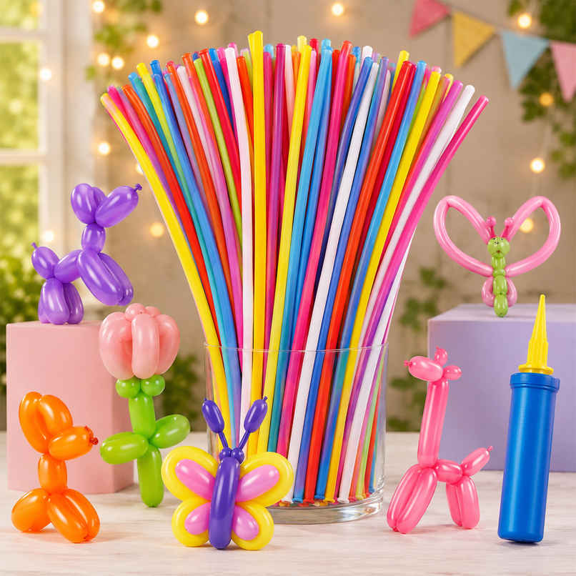 Rainbow Balloons | Long Balloons for Kids / Twisting Balloons with Balloon Pump | Party Propz Rainbow Balloons | Long Balloons for Kids / Twisting Balloons with Balloon Pump | Party Propz