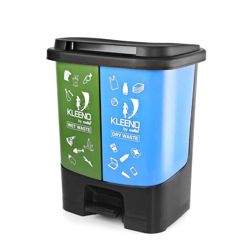 Cello Duo Plastic Step-On Pedal Dustbin for Wet and Dry Waste | 2 In 1 Dustbin Trash/Garbage Bins