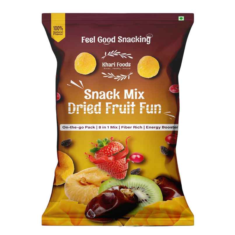 Khari Foods Dried Fruits Trail Mix | Dates, Cranberries, Black Raisins, Apricots | On the go Snack
