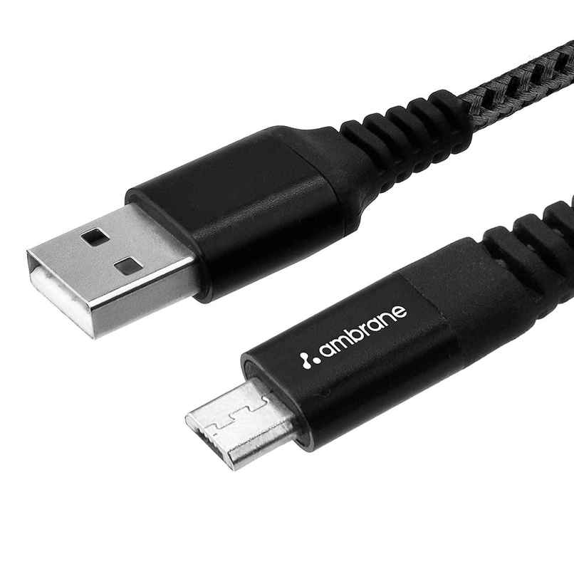 Ambrane RCM15 Unbreakable 60W / 3A Fast Charging 1.5m Braided USB to Micro USB Cable| Black