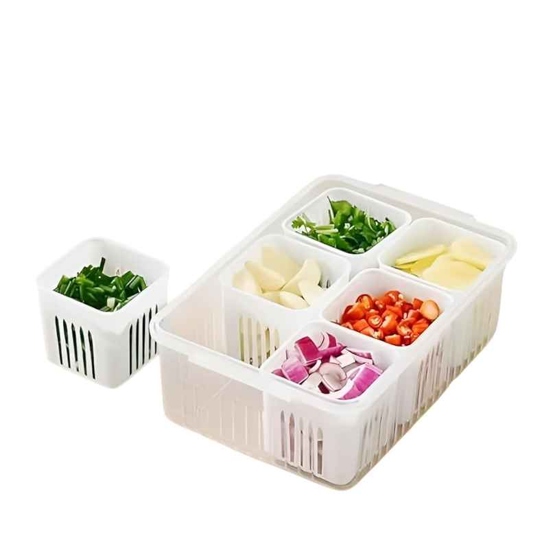 Perpetual Fridge Storage Boxes | 6-Grid Freezer Containers for Vegetables & Fruits