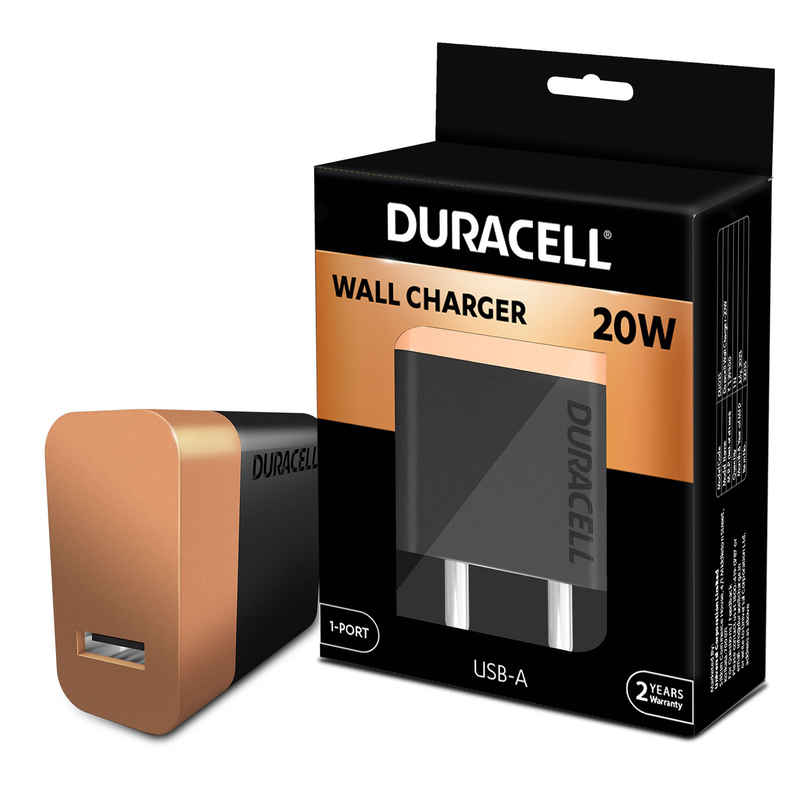 Duracell 20W Fast Wall Charger Adapter, 1 USB A, Fast Charging Duracell 20W Fast Wall Charger Adapter, 1 USB A, Fast Charging