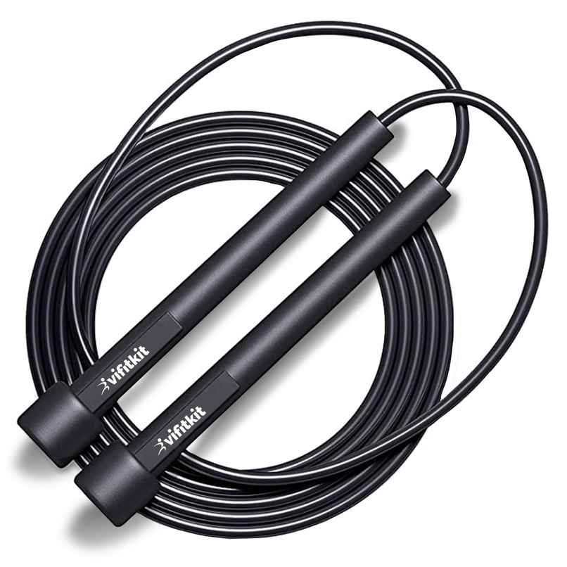 VFK by Xtrim Skipping Rope with Adjustable Height for Exercise, Sports, Tangle-Free Design |Black