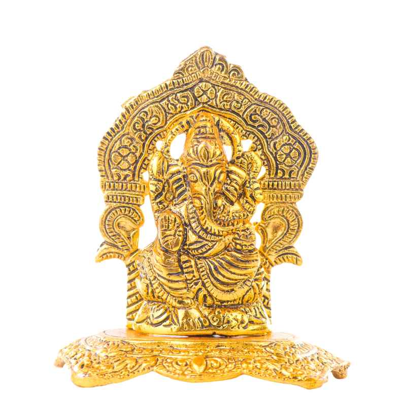 Ganesh Ji on Chowki Mehrab Design | Gold Polish | Devnidhi Ganesh Ji on Chowki Mehrab Design | Gold Polish | Devnidhi