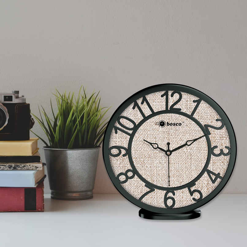 Bosco Modern Silent Black Decorative Frame 20 CM Table Cum Round Wall Clock BWC 1207 Bosco Modern Silent Black Decorative Frame 20 CM Table Cum Round Wall Clock BWC 1207