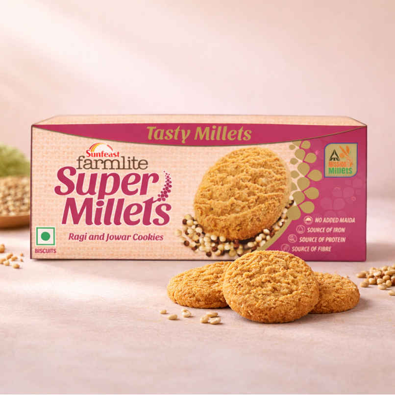 Super Millets Ragi & Jowar Cookies By Sunfeast Farmlite Super Millets Ragi & Jowar Cookies By Sunfeast Farmlite