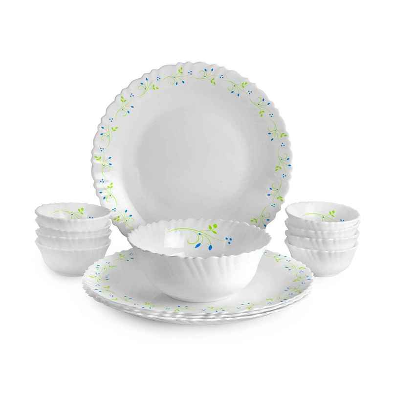 Cello Opalware Dazzle Series Tropical Lagoon Dinner Set | | Set Of 13, White Cello Opalware Dazzle Series Tropical Lagoon Dinner Set | | Set Of 13, White