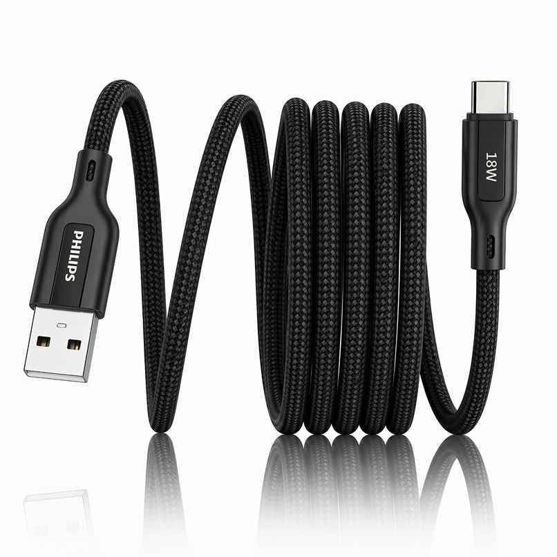 Philips 18W USB A to Type C Fast Charging Cable | DLC4130AB94 | Dark Slate | 1 m Philips 18W USB A to Type C Fast Charging Cable | DLC4130AB94 | Dark Slate | 1 m