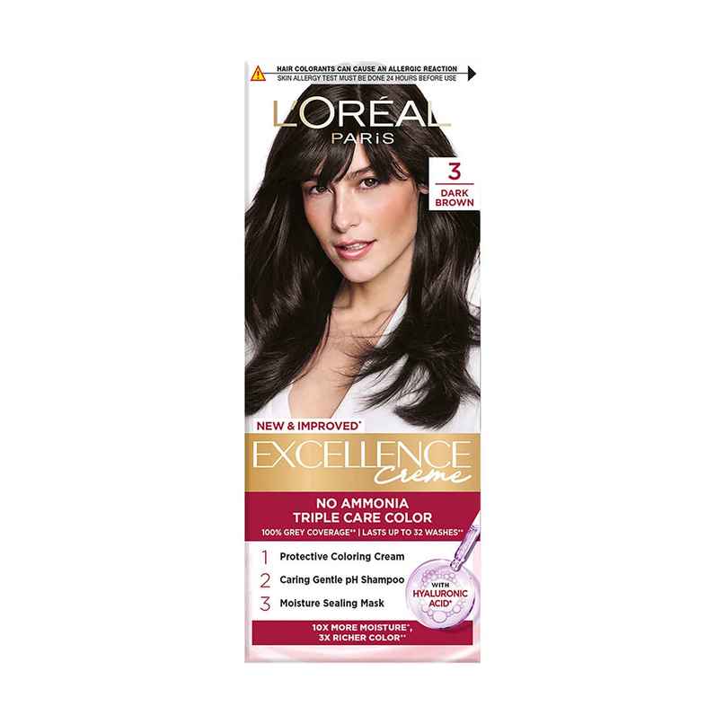 L'Oreal Paris New Excellence Creme Hair Color Mini Shade 3 Dark Brown | 20g + 20ml + 5ml + 5g