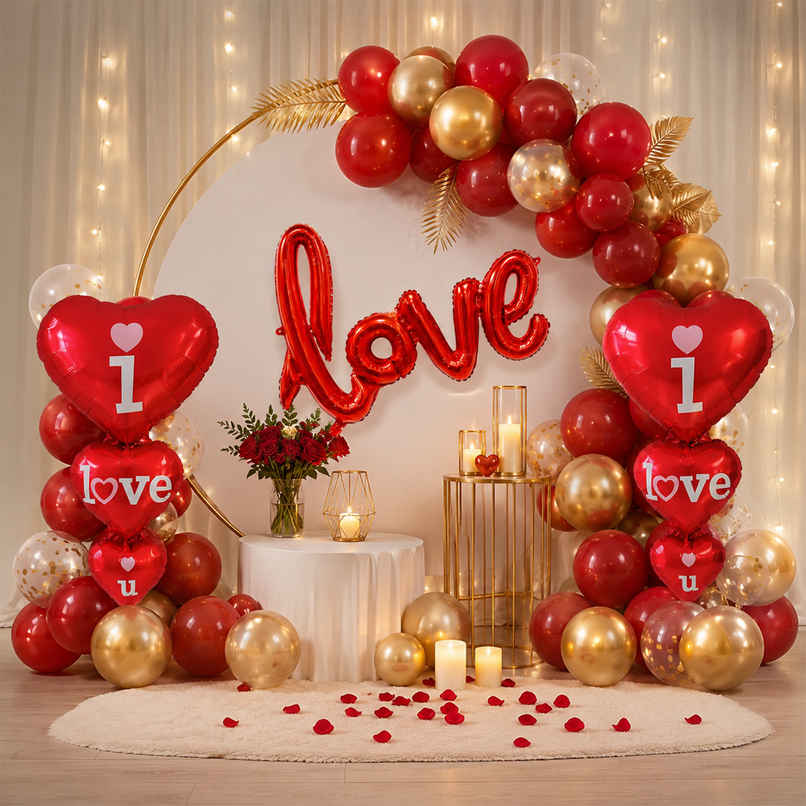 Love Balloons Decoration Combo | I Love U Balloons, Red & Gold Balloons & More | Party Propz Love Balloons Decoration Combo | I Love U Balloons, Red & Gold Balloons & More | Party Propz