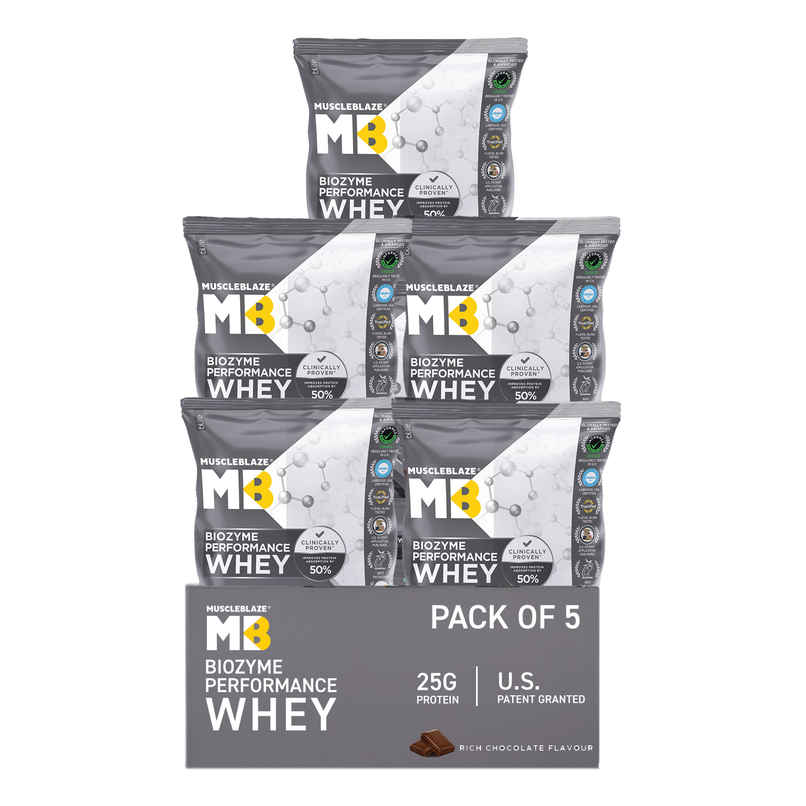 MuscleBlaze Biozyme Performance Whey Protein Powder Pack (Rich Chocolate)
