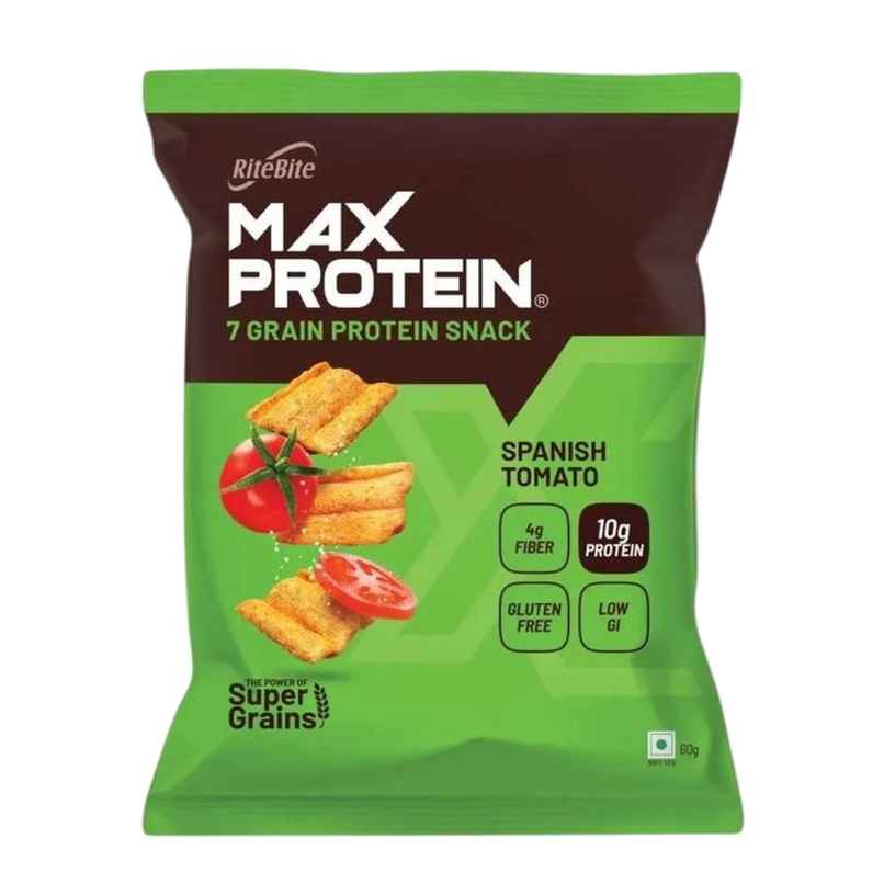 RiteBite Max Protein Spanish Tomato 10 G Multigrain Protein Chips, Healthy Snacks & Munchies RiteBite Max Protein Spanish Tomato 10 G Multigrain Protein Chips, Healthy Snacks & Munchies