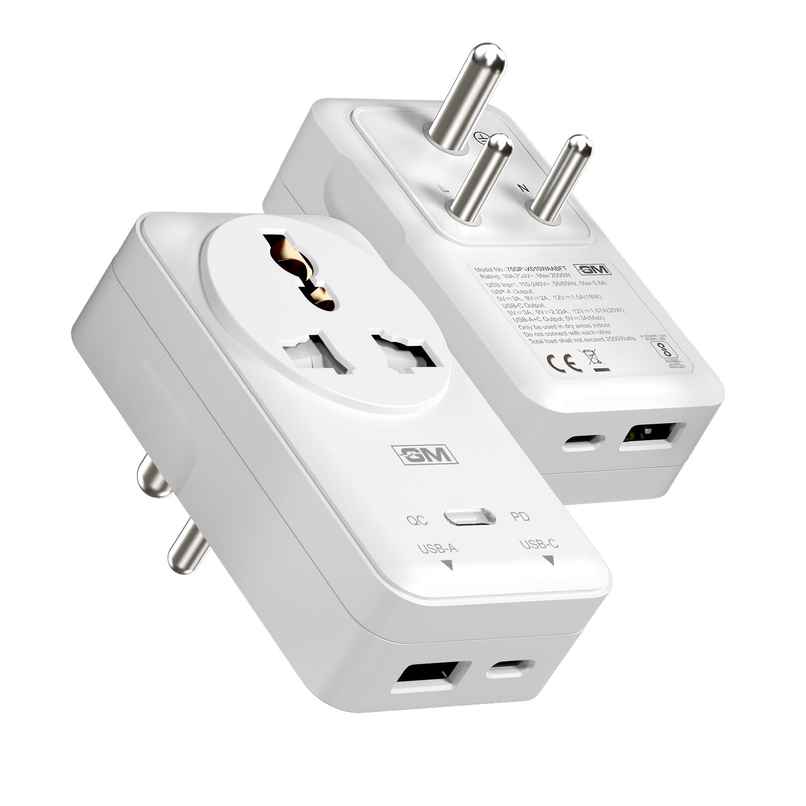 GM G+ 3-in-1 20W PD Fast Charging Adapter with 2500W Universal Socket
