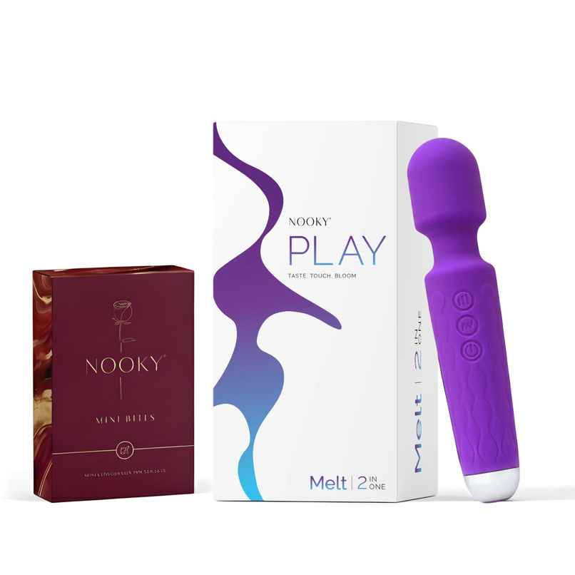 Nooky Melt 2 in 1 Play Kit Wave Womens Massager and Mini Bite Intimacy Chocolate
