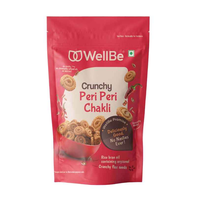 WellBe Crunchy Peri Peri Chakli | Spicy & Crispy WellBe Crunchy Peri Peri Chakli | Spicy & Crispy