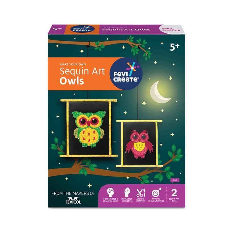 Fevicreate Owl Sequin Art Magnet Kit | Birthday Return Gifts for Kids | 5+ Years Fevicreate Owl Sequin Art Magnet Kit | Birthday Return Gifts for Kids | 5+ Years
