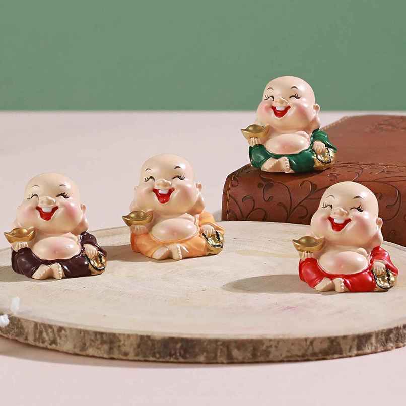 TIED RIBBONS Laughing Buddha Showpiece Set | Multicolour - 4 in x 1.5 in
