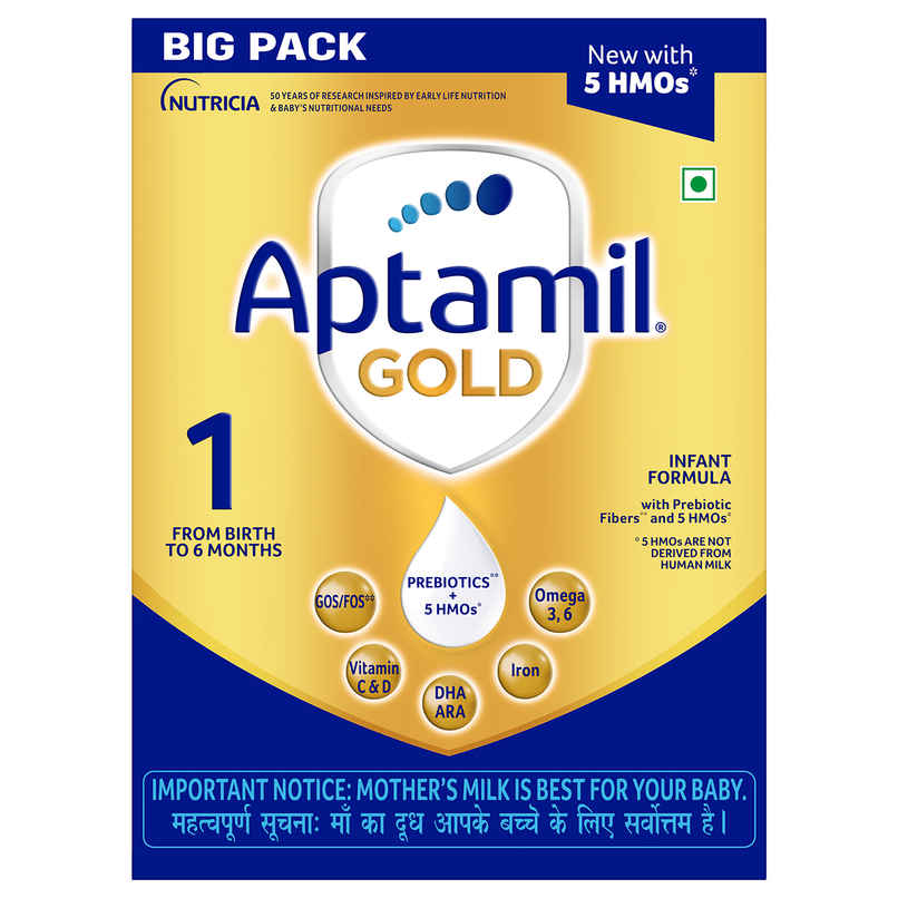 Aptamil Gold Infant Formula for Babies | Stage 1 | Upto 6 months | with 5HMO and Prebiotics