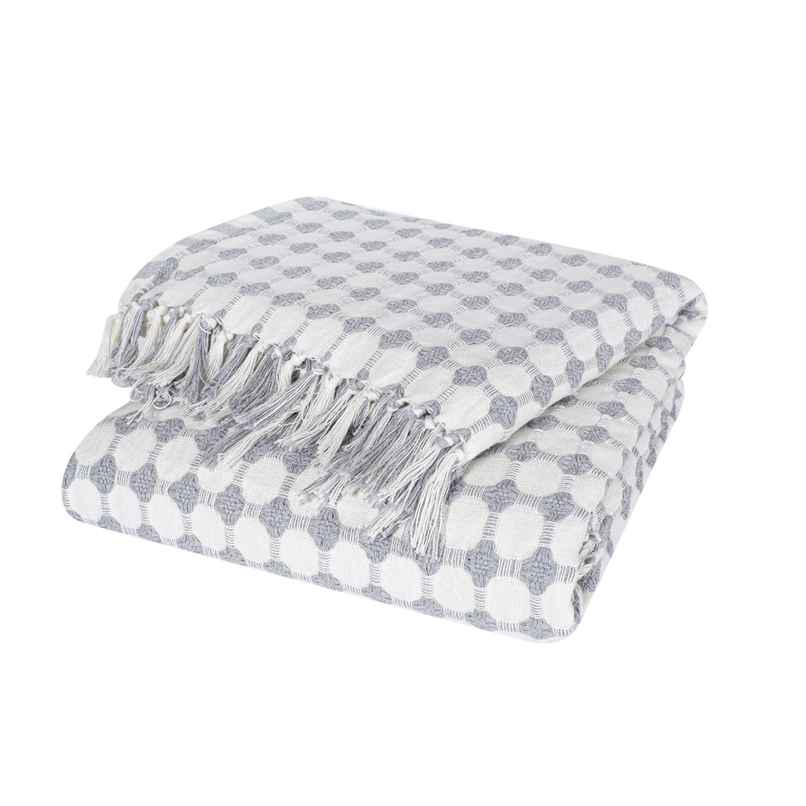 Furnofy Decorative Cotton Sofa Throws (50x60 Inches) - White Checkered